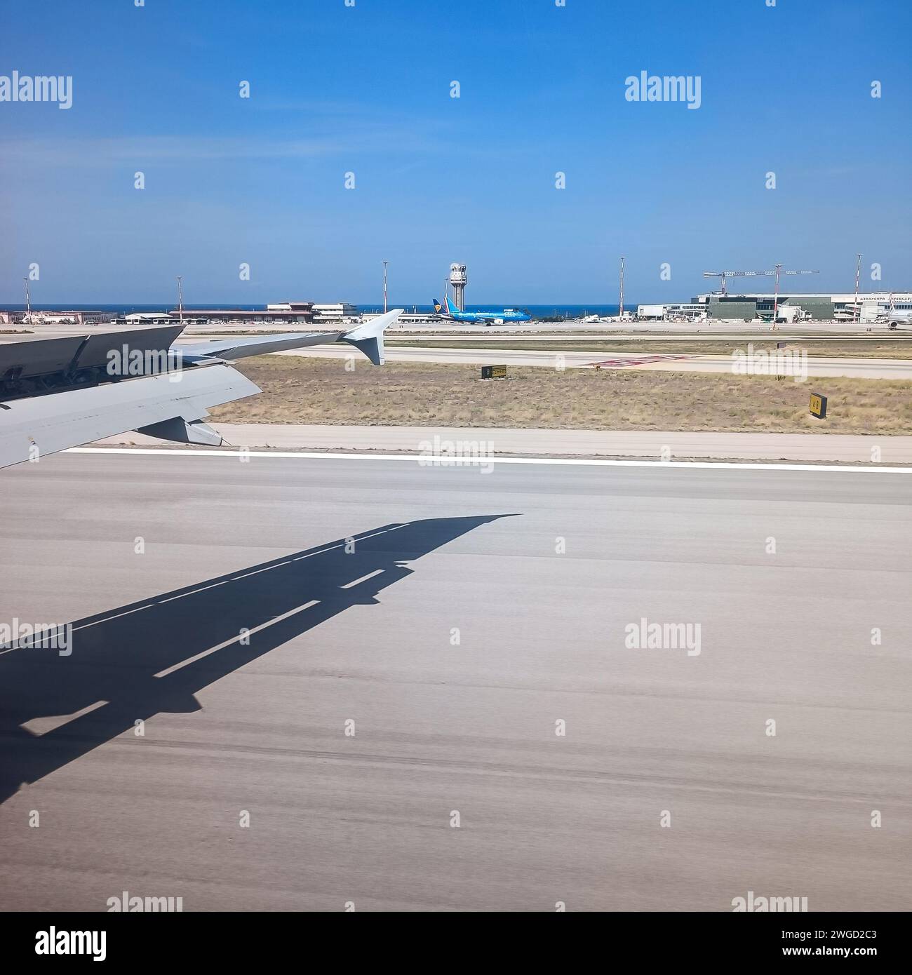 landing at Palermo airport seen from the plane window Stock Photo Alamy
