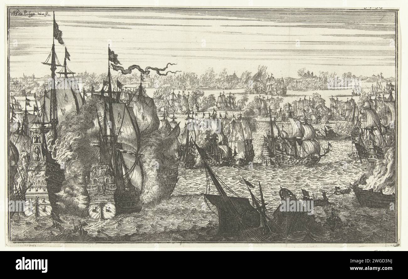 Sea battle at Duins, 1639, 1674 - 1676 print The sea battle at Duins ...