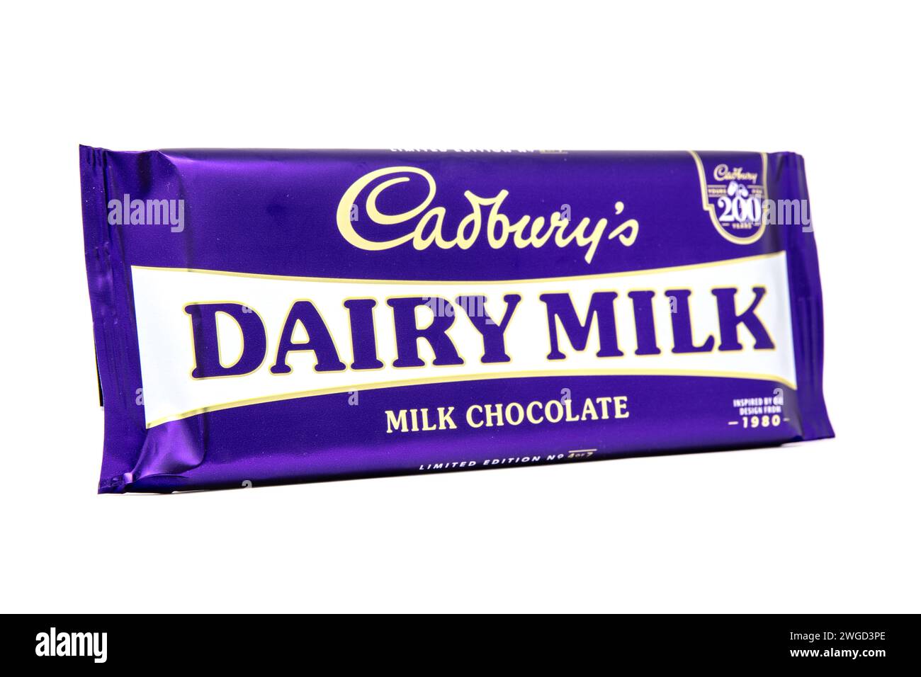 Cadbury’s Dairy Milk  limited edition 200th anniversary bar. Stock Photo