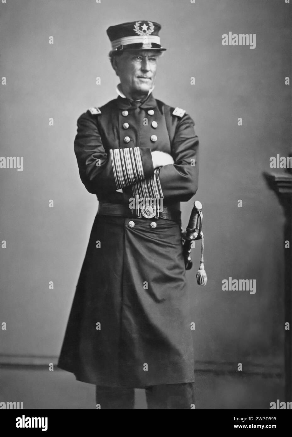 Portrait of rear admiral David Farragut. Circa 1863. By Mathew Brady. Stock Photo