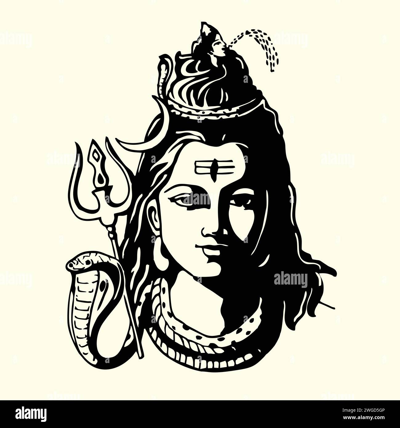 Indian Hinduism God Lord Shiva Vector Illustration Stock Vector