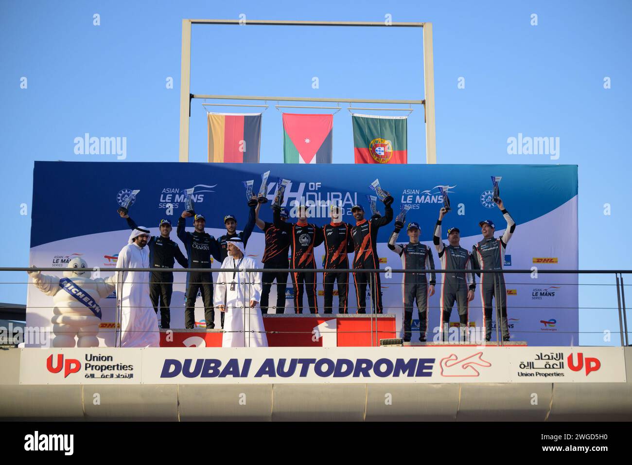 Dubai,UAE.4th Feb 2024.Asian Le Mans 4H of Dubai Race Day LMP2 Podium