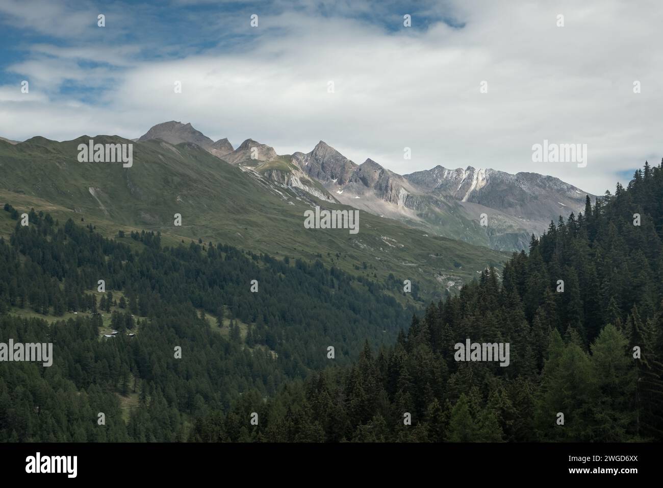 Sharp peaks are impressive in the Swiss mountains in the Alps Stock Photo