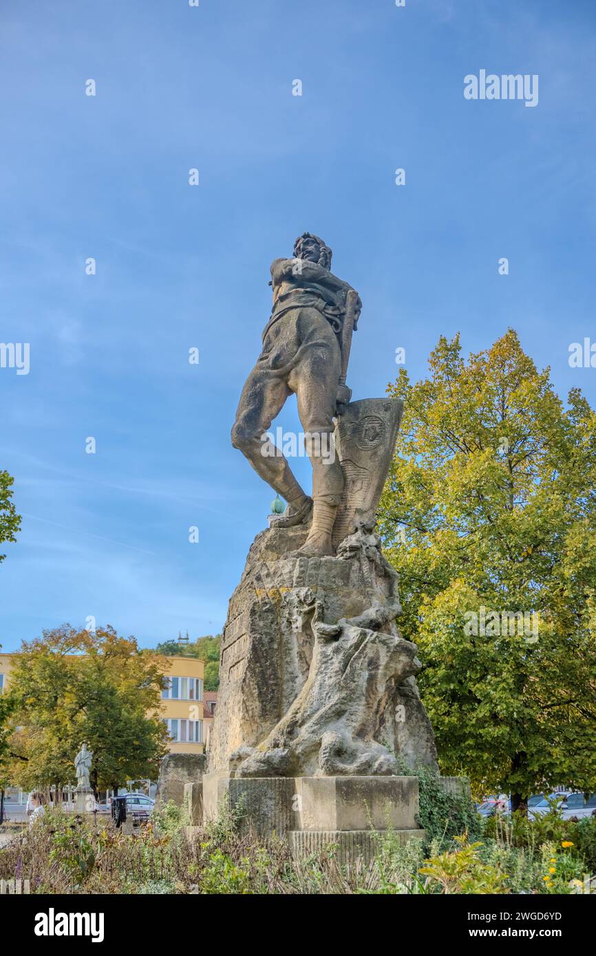 Beroun- Czech- 2 October 2023: The central square with Monument to the ...