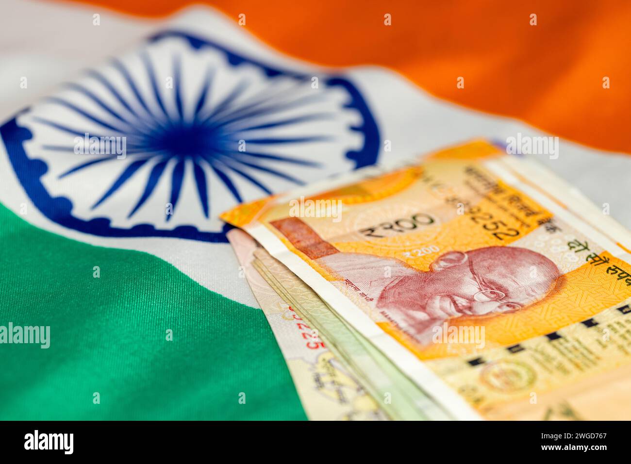 India, Indian rupees and Indian flag, Economic and business concept 