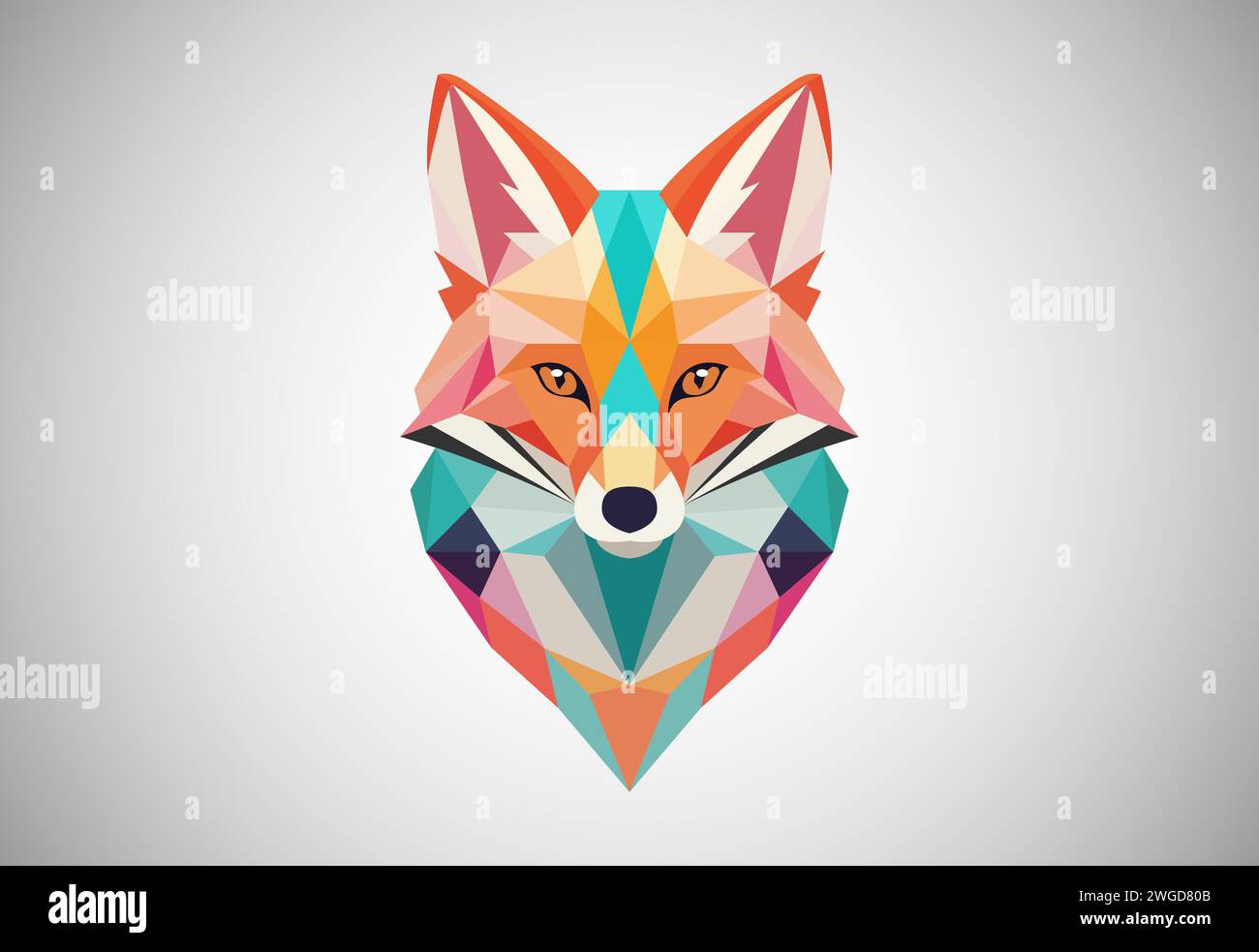 Geometric fox logo design vector illustration. Animal logo Stock Vector