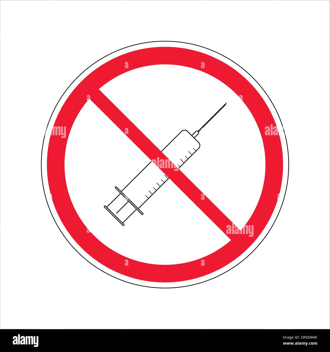 Prohibition sign no drugs drug free area vector illustration stock