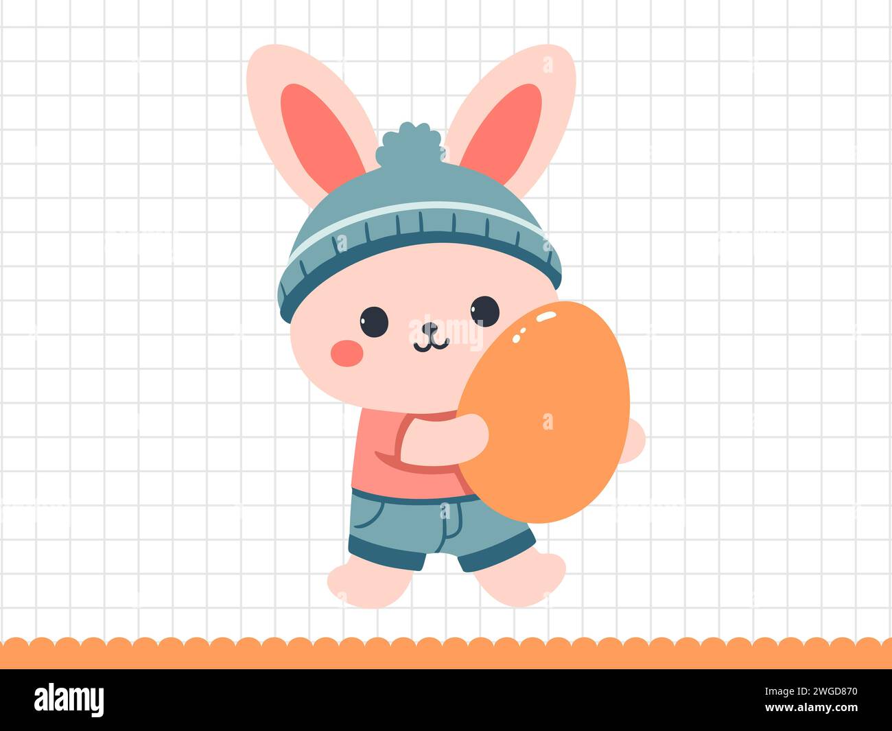 Cute rabbit with easter eggs. Happy Easter bunny, vector illustration ...