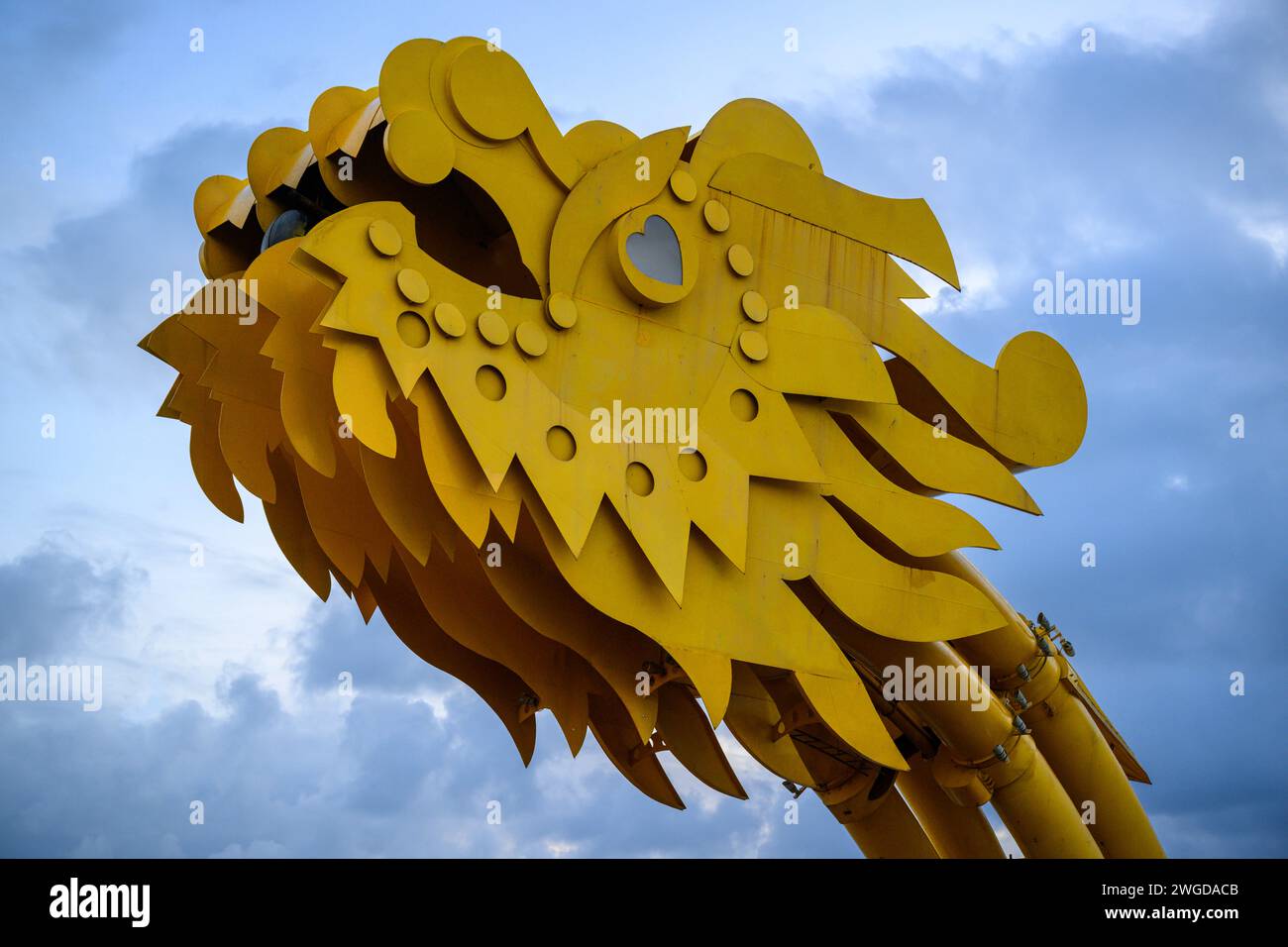 Close-up of the head of the Dragon Bridge during daytime, Da Nang, Vietnam Stock Photo