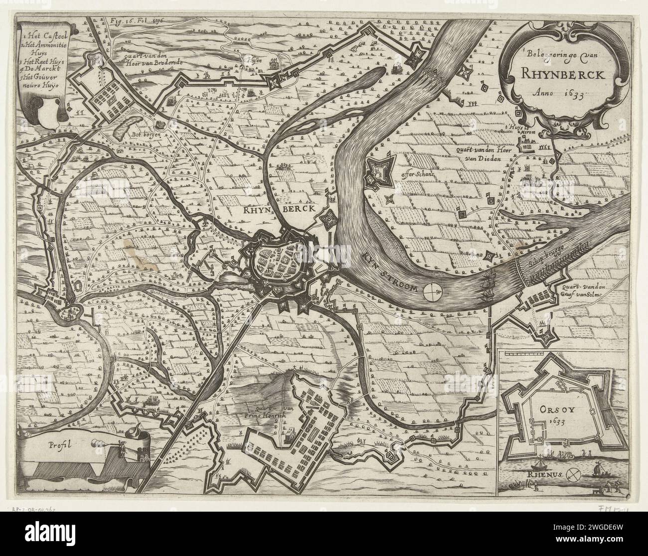 Map of the siege of Rijnberg, 1633, 1651 - 1652 print Map of the siege ...