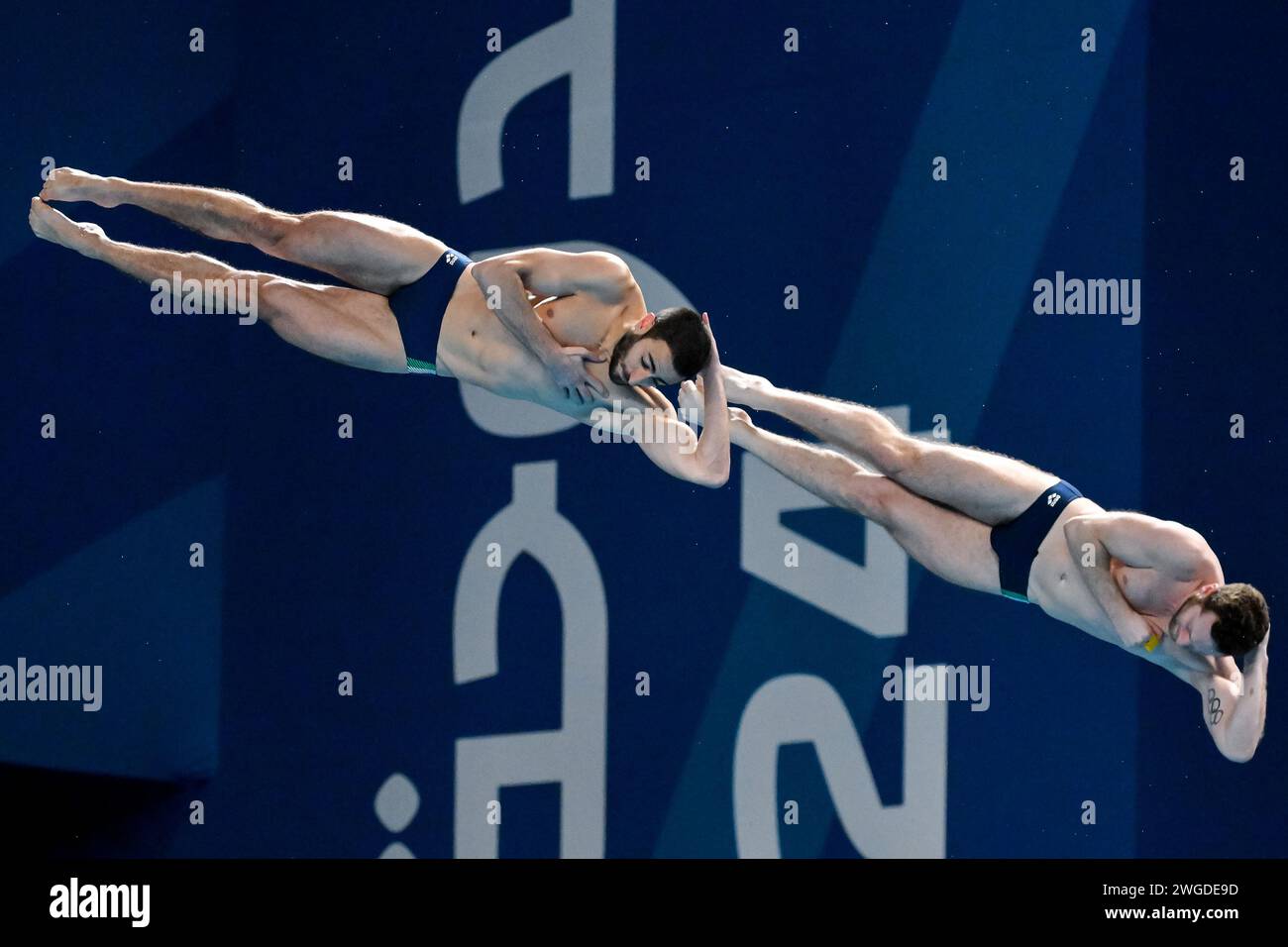 Lorenzo Marsaglia and Giovanni Tocci of Italy compete in the diving 3m