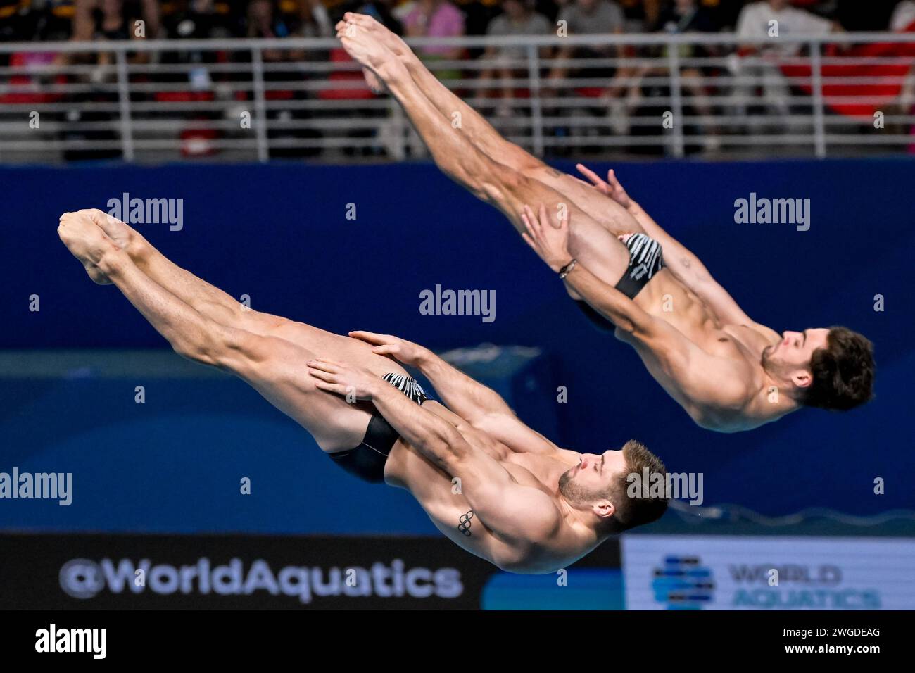 Jules Bouyer and Alexis Jandard of France compete in the diving 3m ...