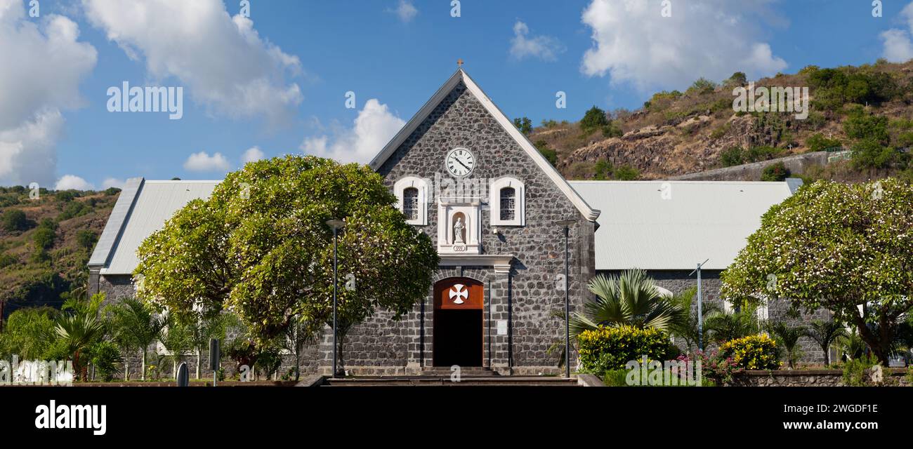 Outside of the  Church of the Conversion (Église de la Conversion) in Saint-Paul de la Reunion. Stock Photo