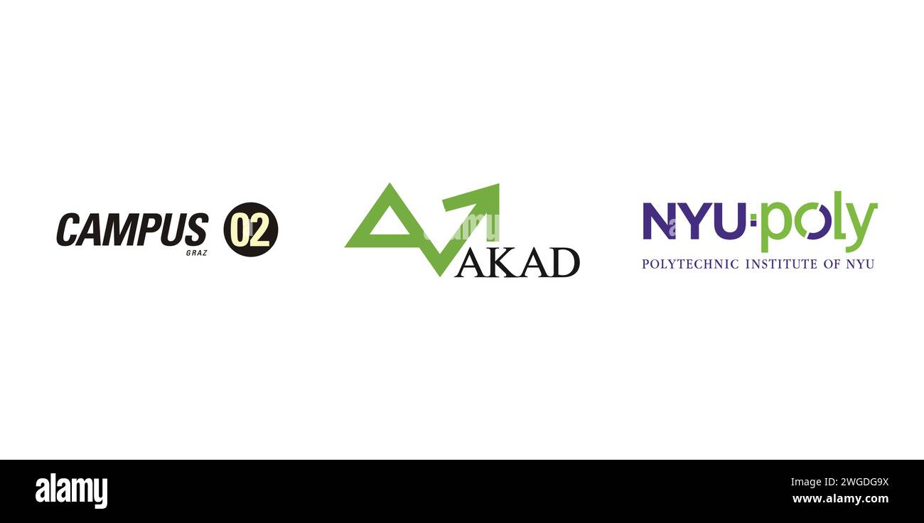 Campus 02, AKAD, NYU Poly. Editorial brand emblem Stock Vector Image