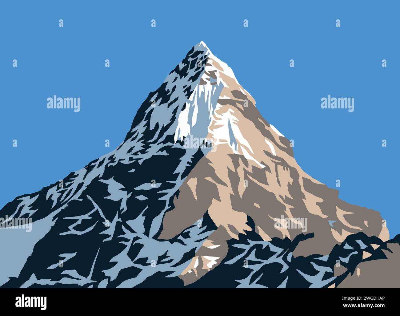 Mountain vector illustration, Himalayas mountains, beautiful peak, mount Everest Stock Vector