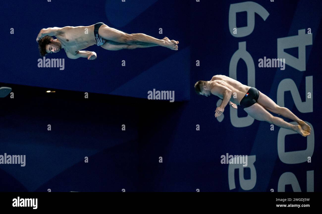 Jules Bouyer and Alexis Jandard of France competing in the Diving 3m ...