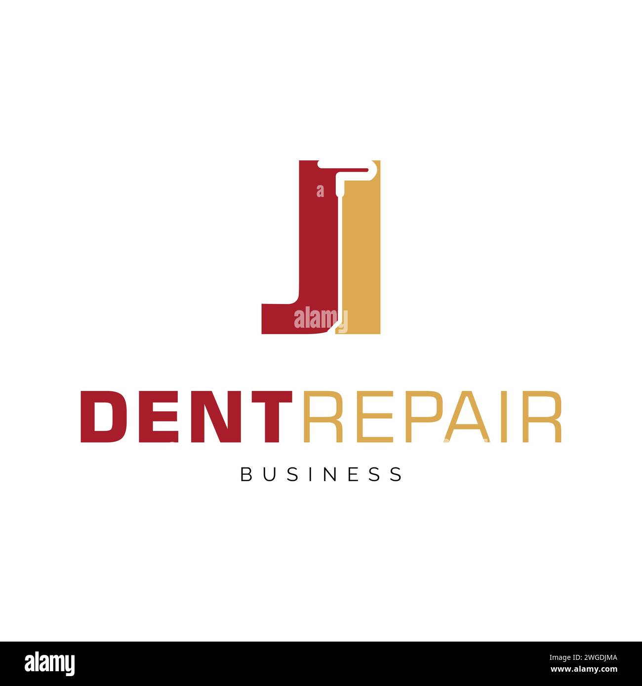 Initial Letter J Dent Repair Icon Logo Design Template Stock Vector