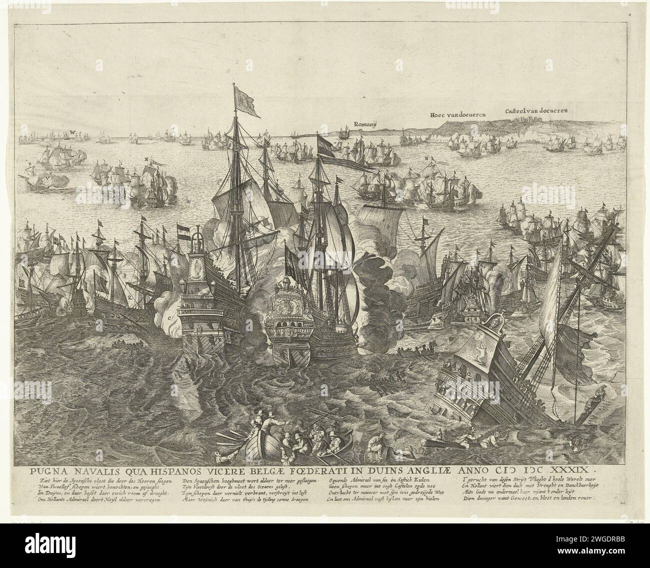 The sea battle at Duins, 1639, 1640 - 1674 print The sea battle at ...