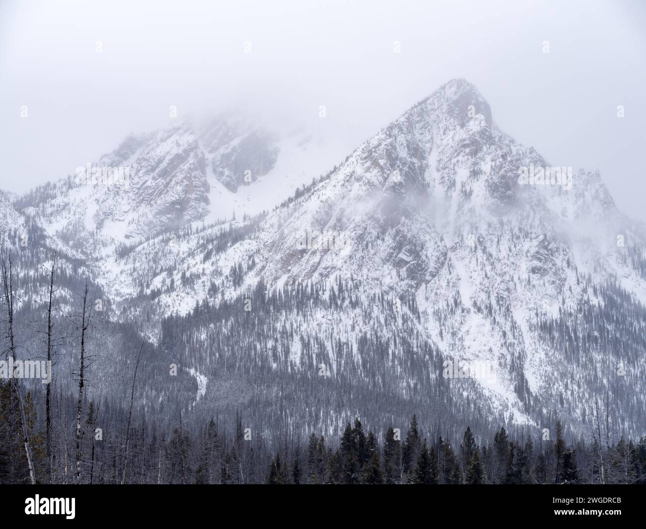 Beautiful Sawtooth mountains in Idaho in winter Stock Photo