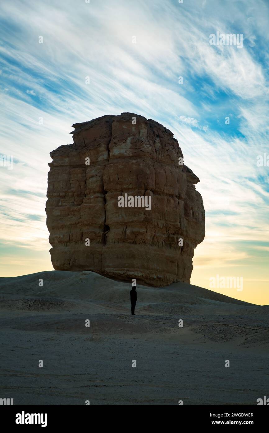 A rock formation in the desert close to Riyadh, Saudi Arabia is known ...