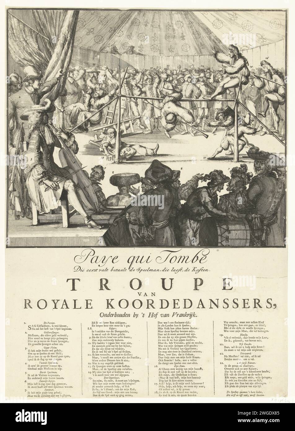 Jacobus Ii Cartoon on Jacobus II and Lodewijk XIV as cord dancers, 1689, 1689 ...