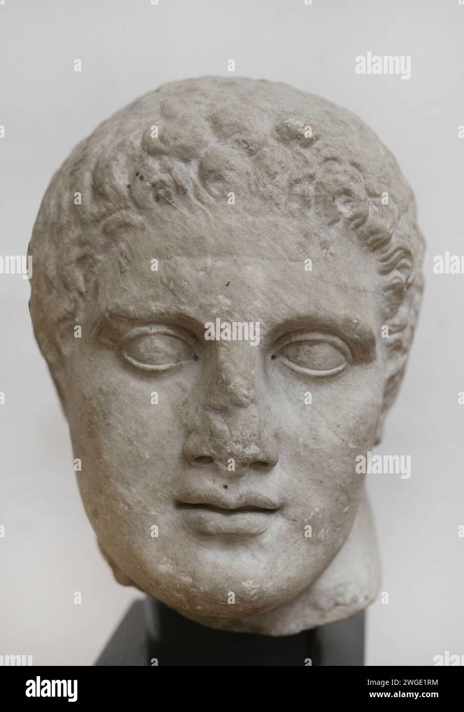Head of Hermes. Probably a bigger part of a slab with face in high relief. 2nd century AD. From Serdica. National Archaeological Museum. Sofia. Bulgaria. Stock Photo
