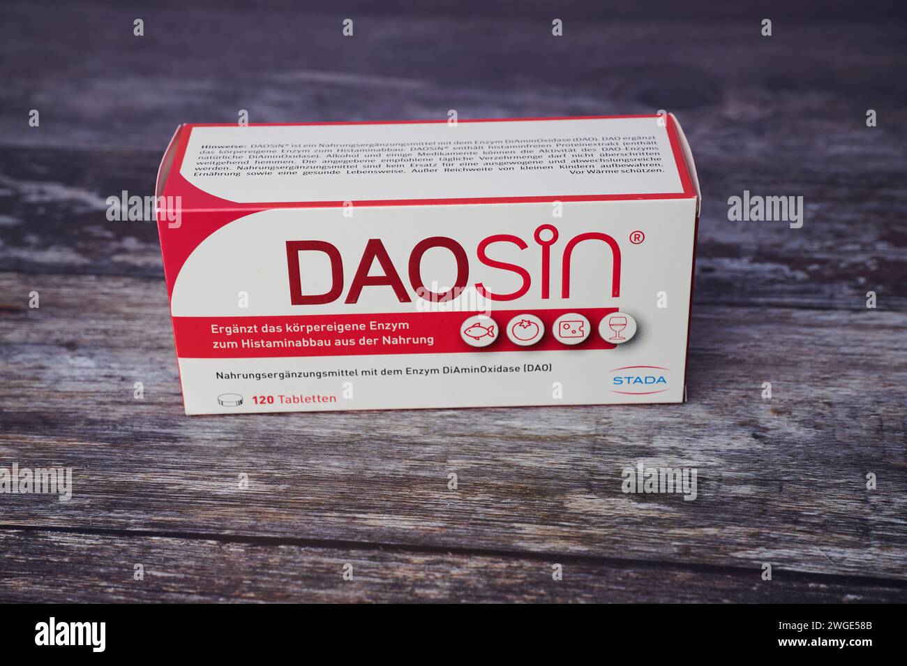 Medicine box with the active ingredient daosin from the pharmaceutical company stada Stock Photo