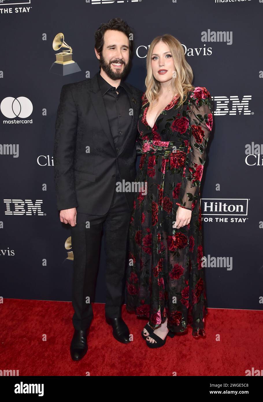 Josh Groban, Left, And Natalie McQueen Arrive At The Pre-Grammy Gala On