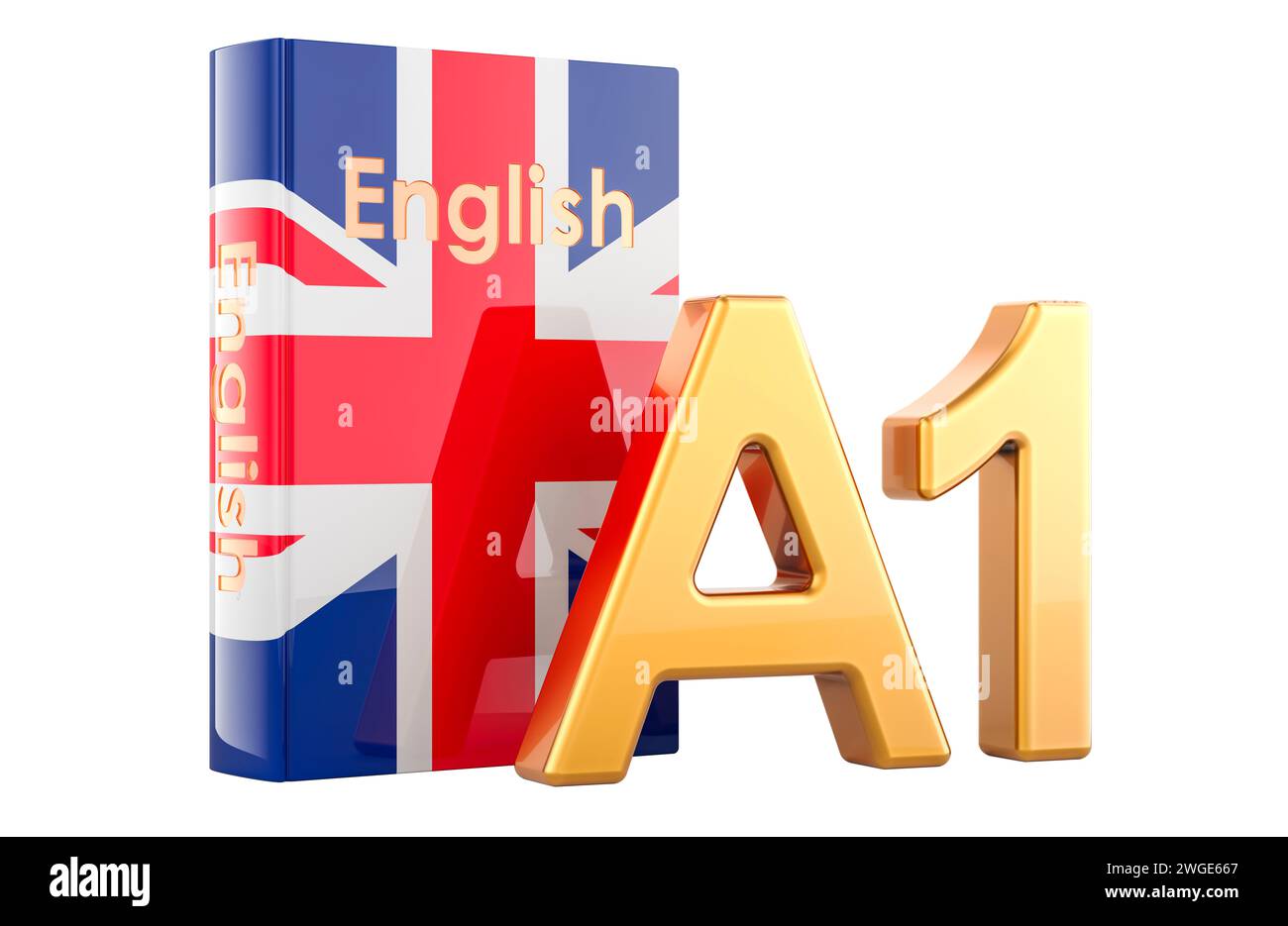 A1 English level, concept. Level elementary, beginner. 3D rendering