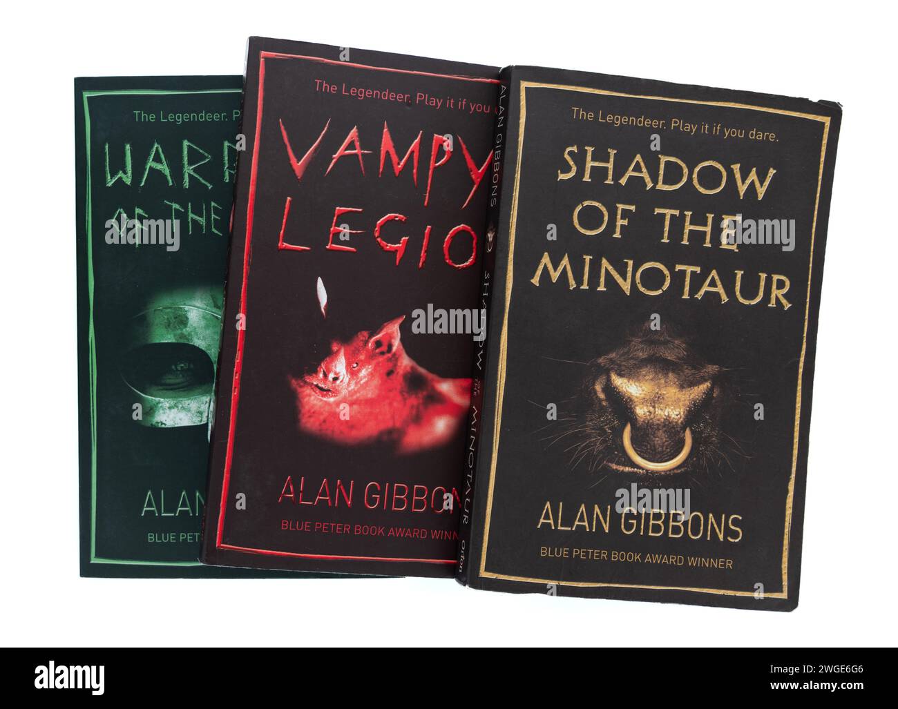 The Legendeer Trilogy - Shadow of the Minotaur, Vampyr Legion and Warriors of the Raven by Alan Gibbons Stock Photo