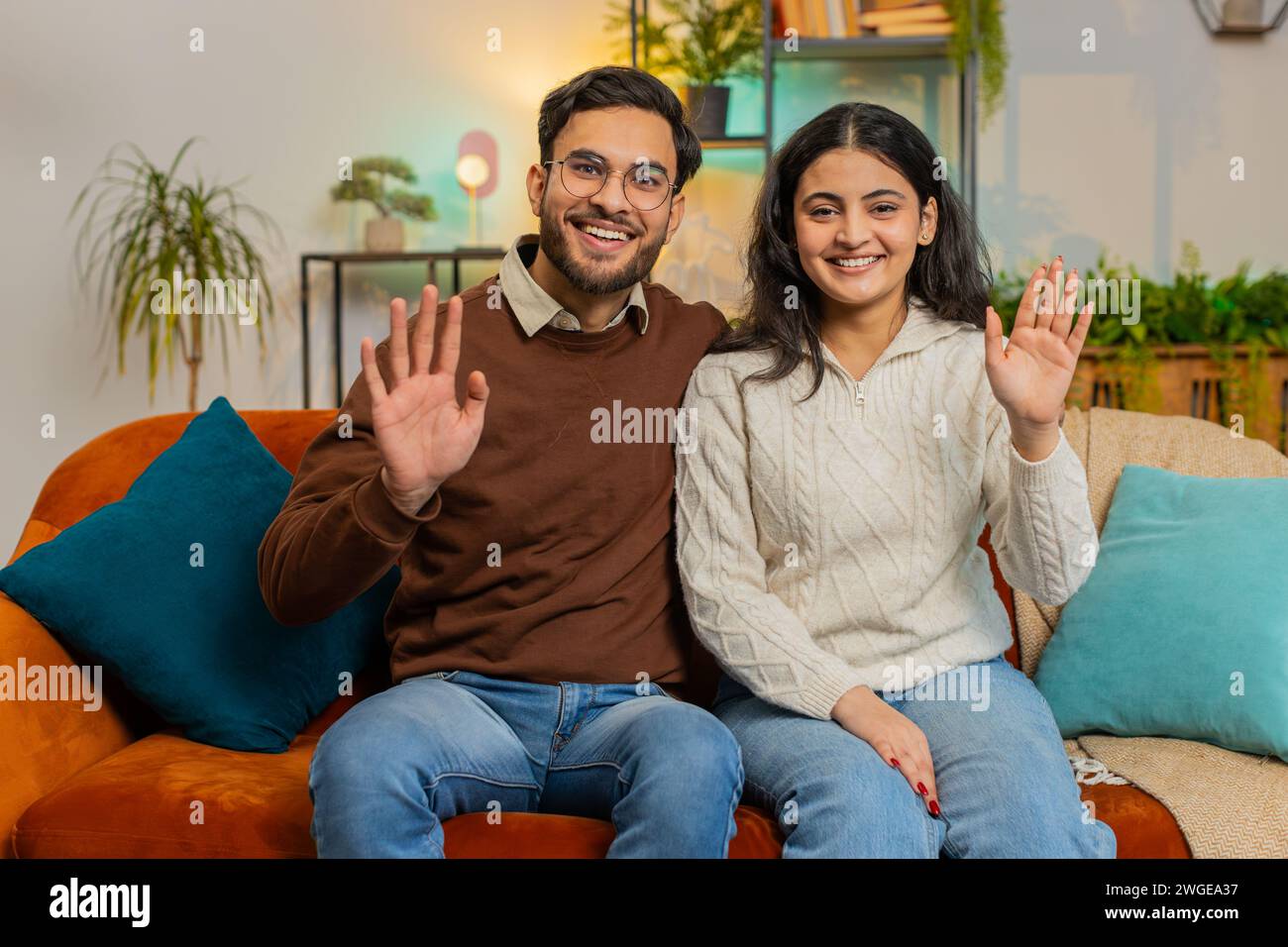 Happy multiethnic couple portrait wave hi-res stock photography and ...