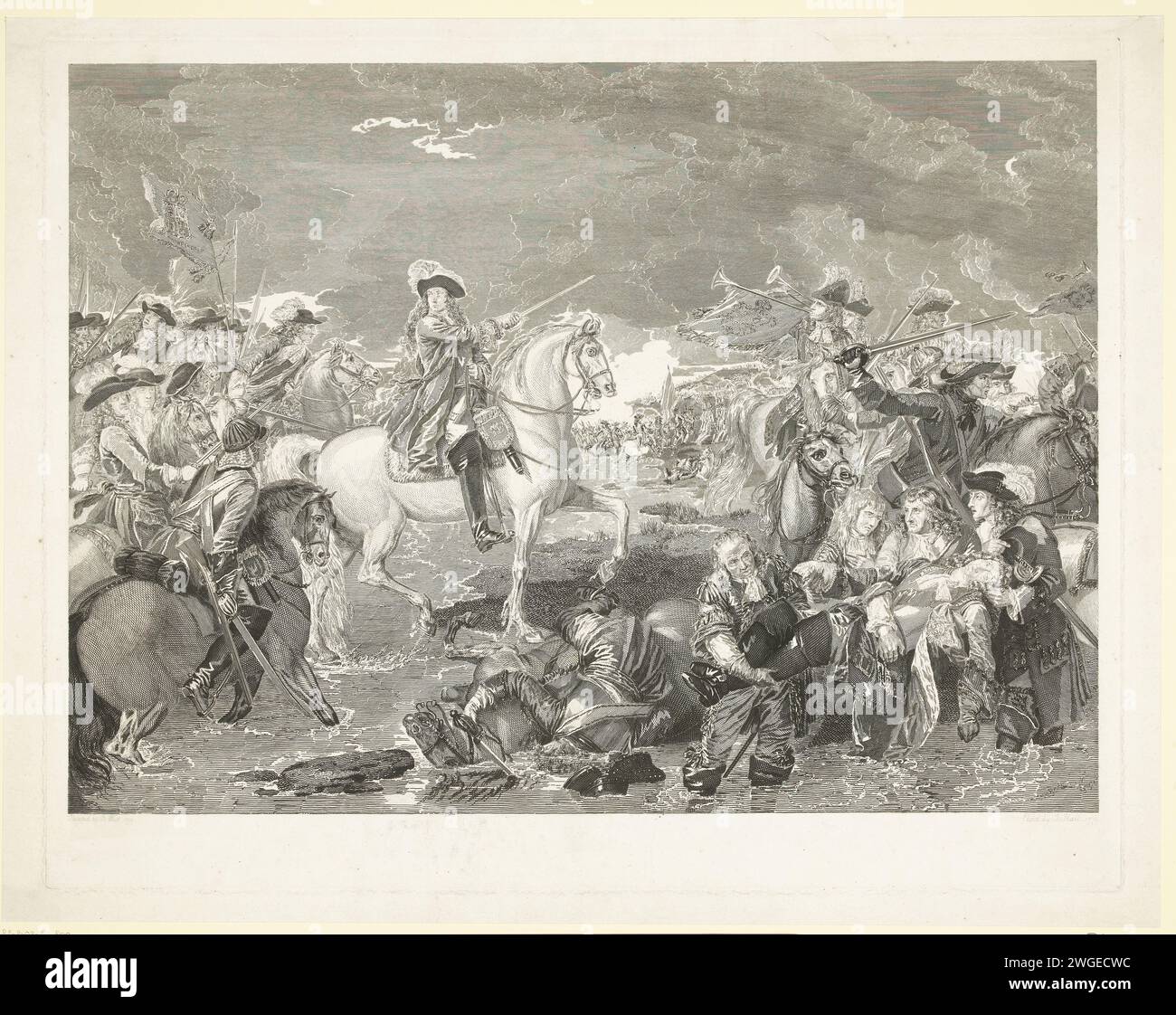 King William III during the Battle of the Boyne, 1690, 1779 print The ...