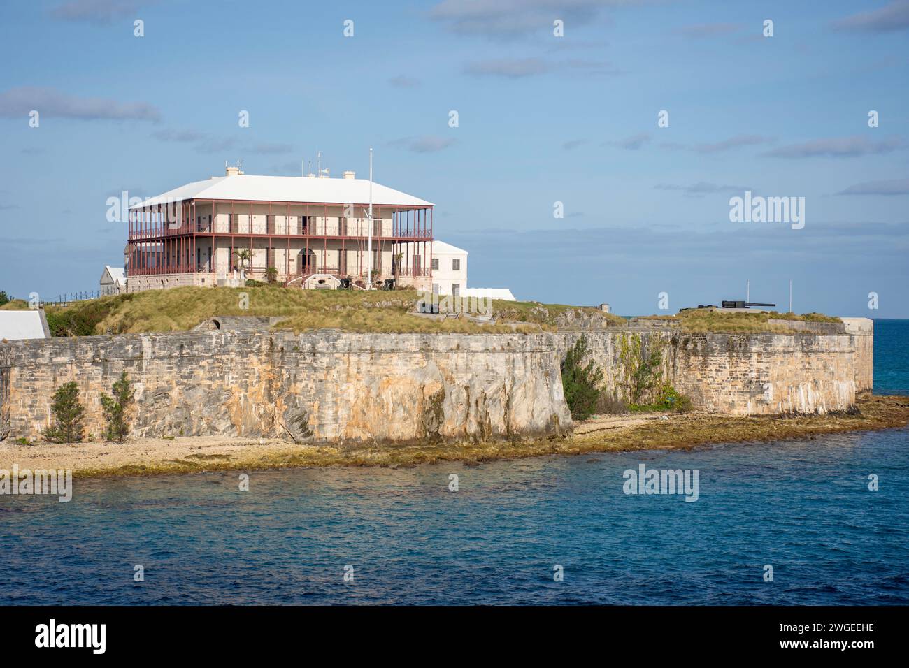 Commissioner's House from Heritage Wharf, Royal Naval Dockyard, Sandy's Parish, Bermuda Stock Photo