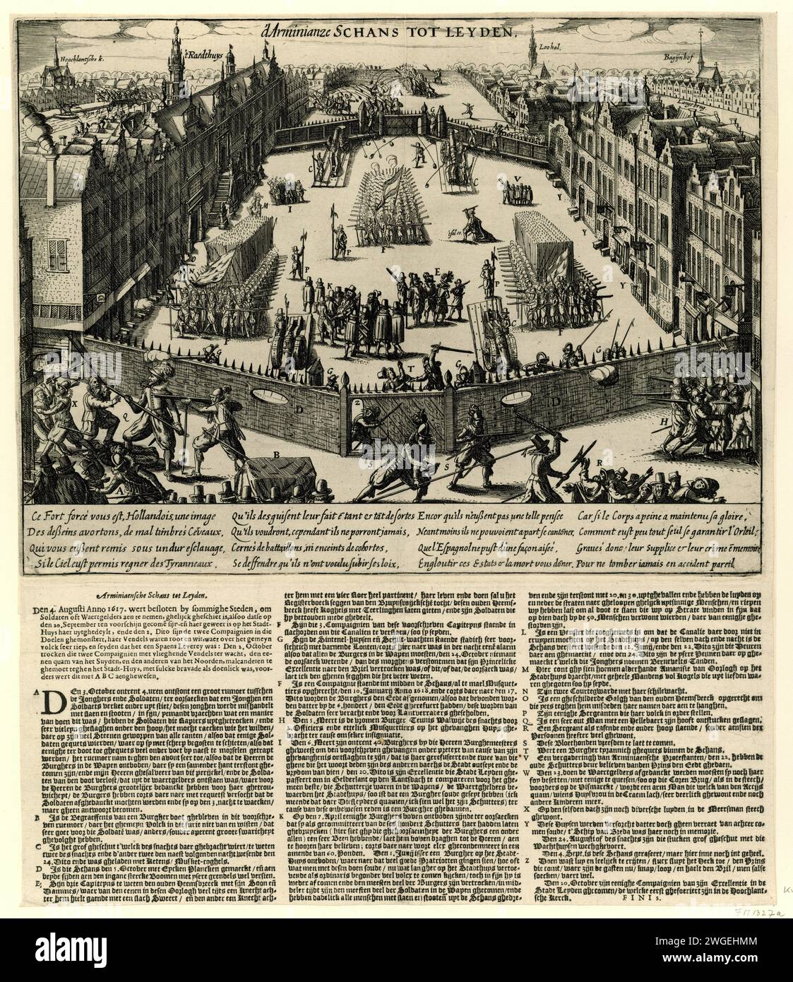 Vro Show The Arminian Schans in Leiden, 1618, Anonymous, 1618 print Leaf with a ...