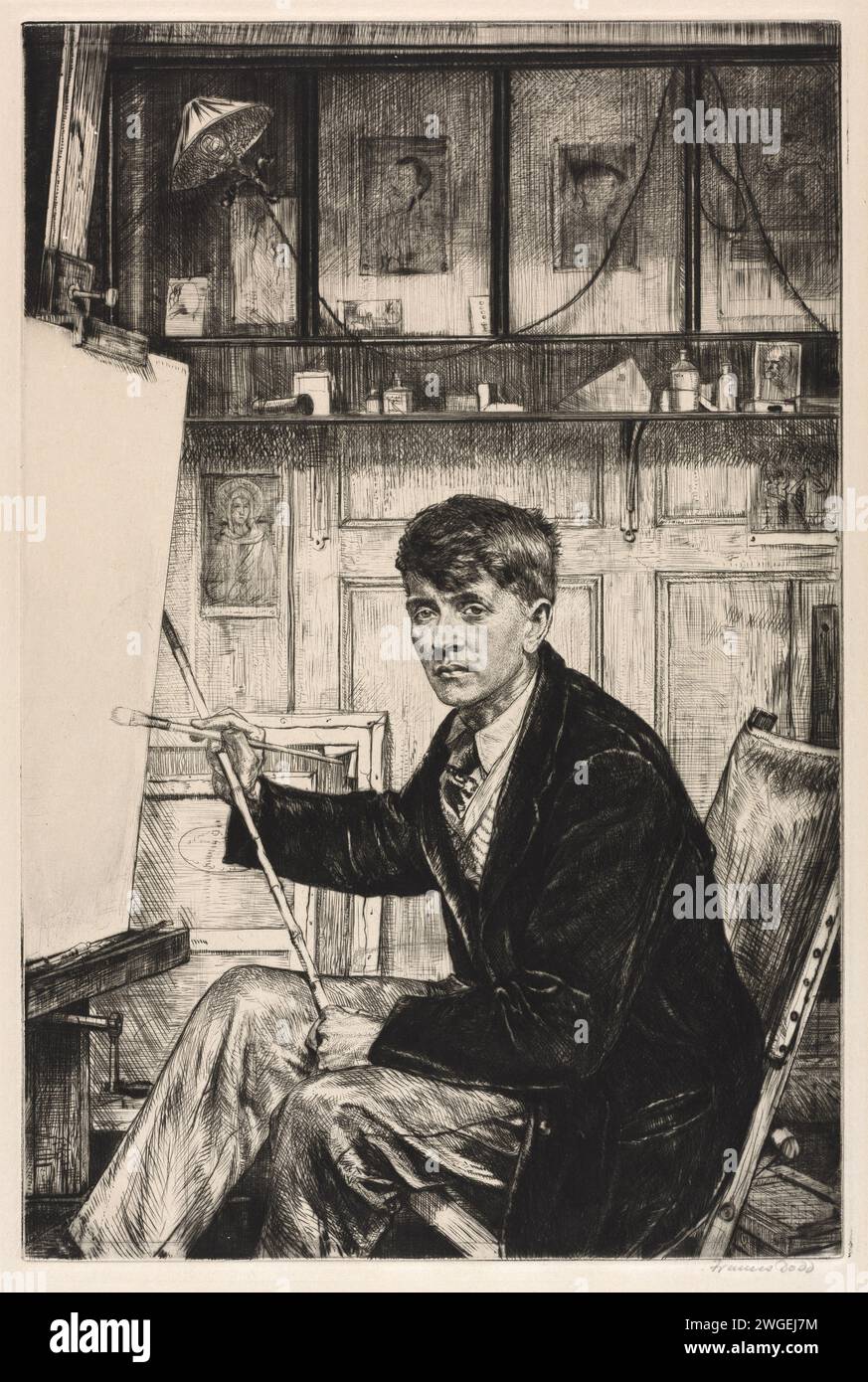 Charles Cundall by Francis Dodd. 1926.  Drypoint. Stock Photo