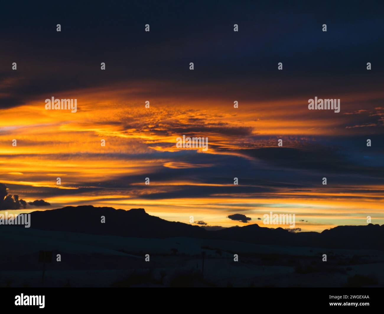 Sunset over the hills of Otero County New Mexico Stock Photo