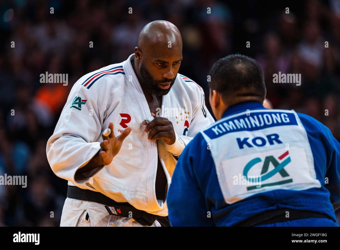 Teddy RINER (FRA) won the gold medal against Minjong KIM (KOR) in Men