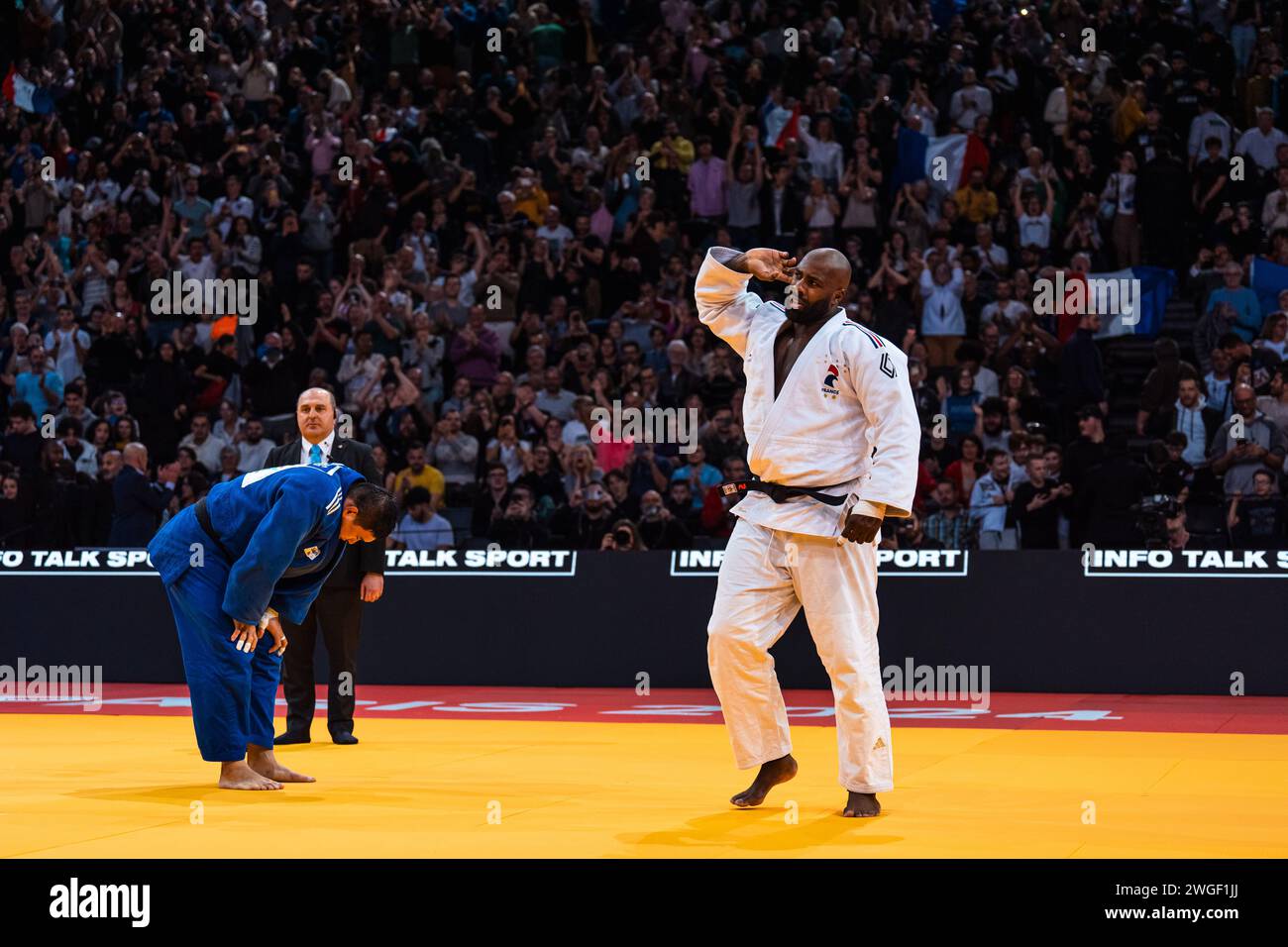 Teddy RINER (FRA) won the gold medal against Minjong KIM (KOR) in Men's