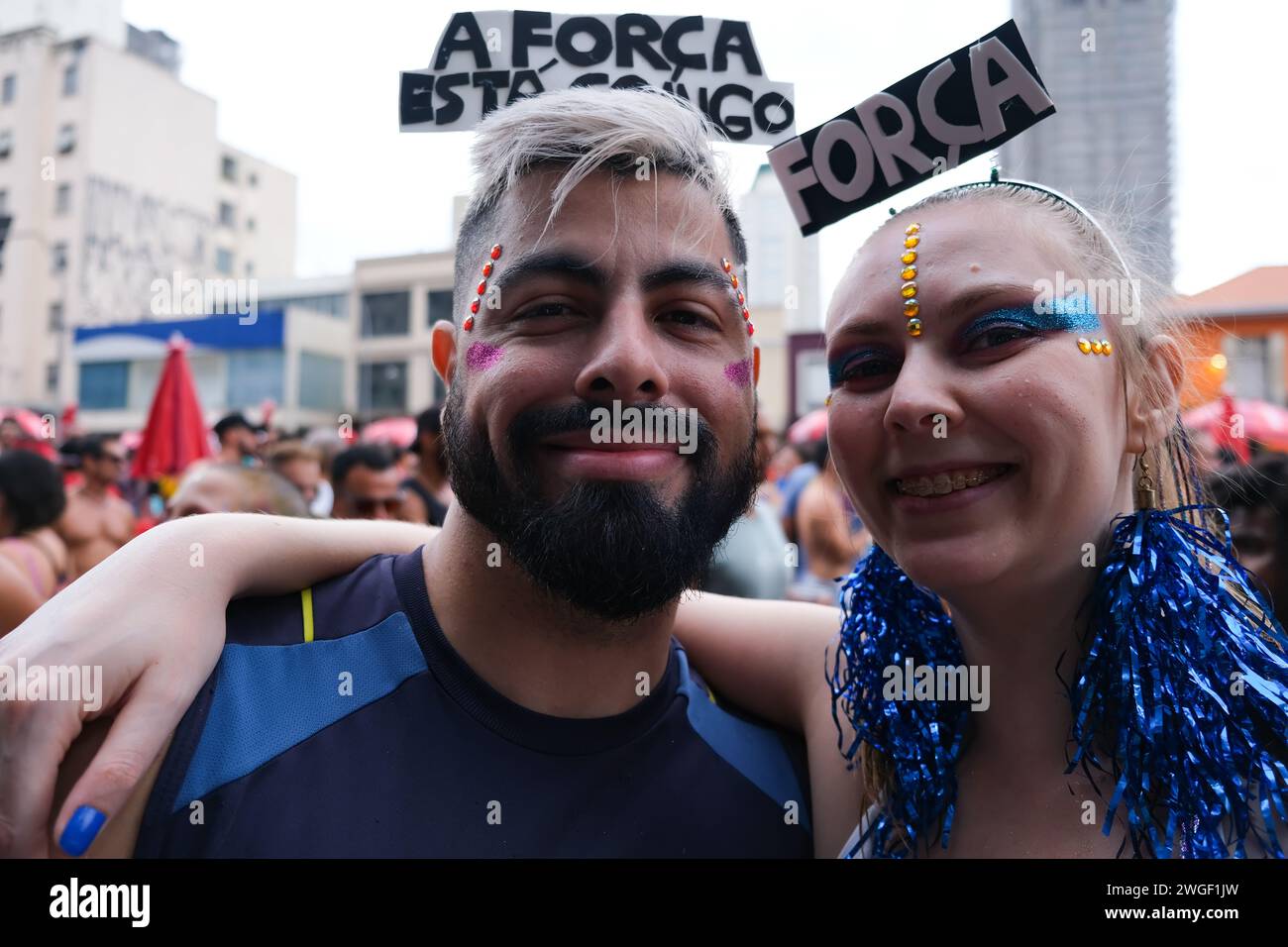 February 4, 2024 revelers flood the streets of Sao Paulo in the 2024