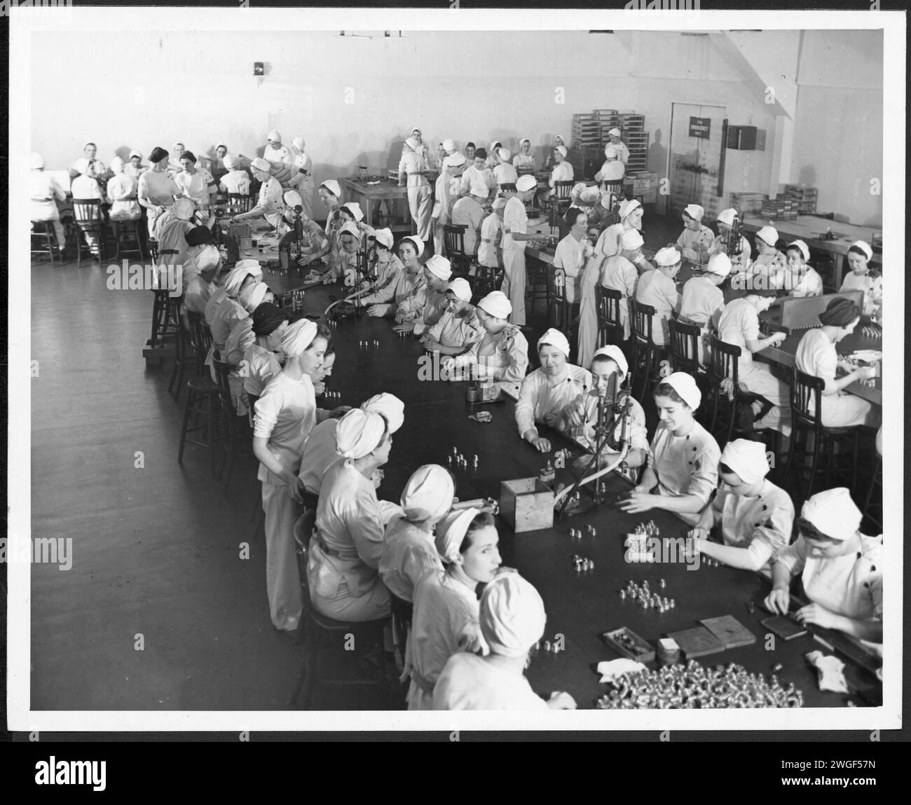 Women producing munitions in GECO Munitions factory, Scarborough Ontario  during the Second World War  in Scarborough, Ontario circa 1943 Stock Photo