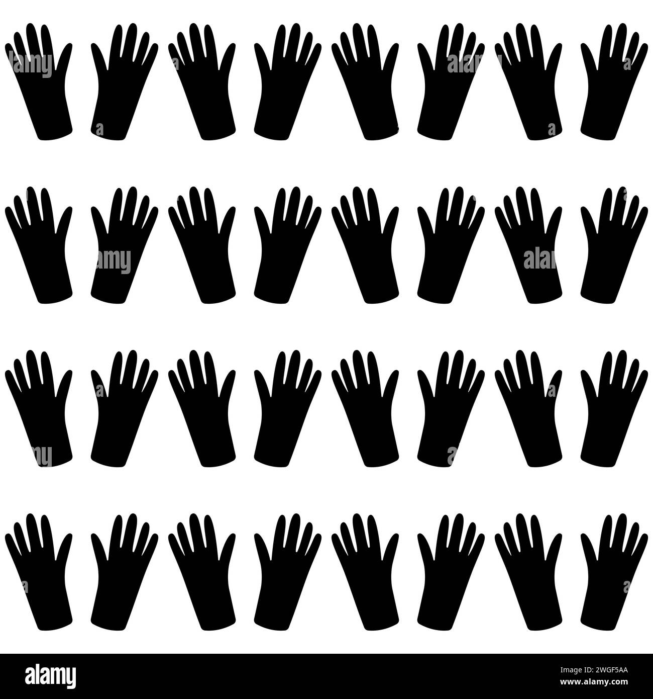 garden rubber gloves fabric green protection black silhouette pattern textile Stock Vector