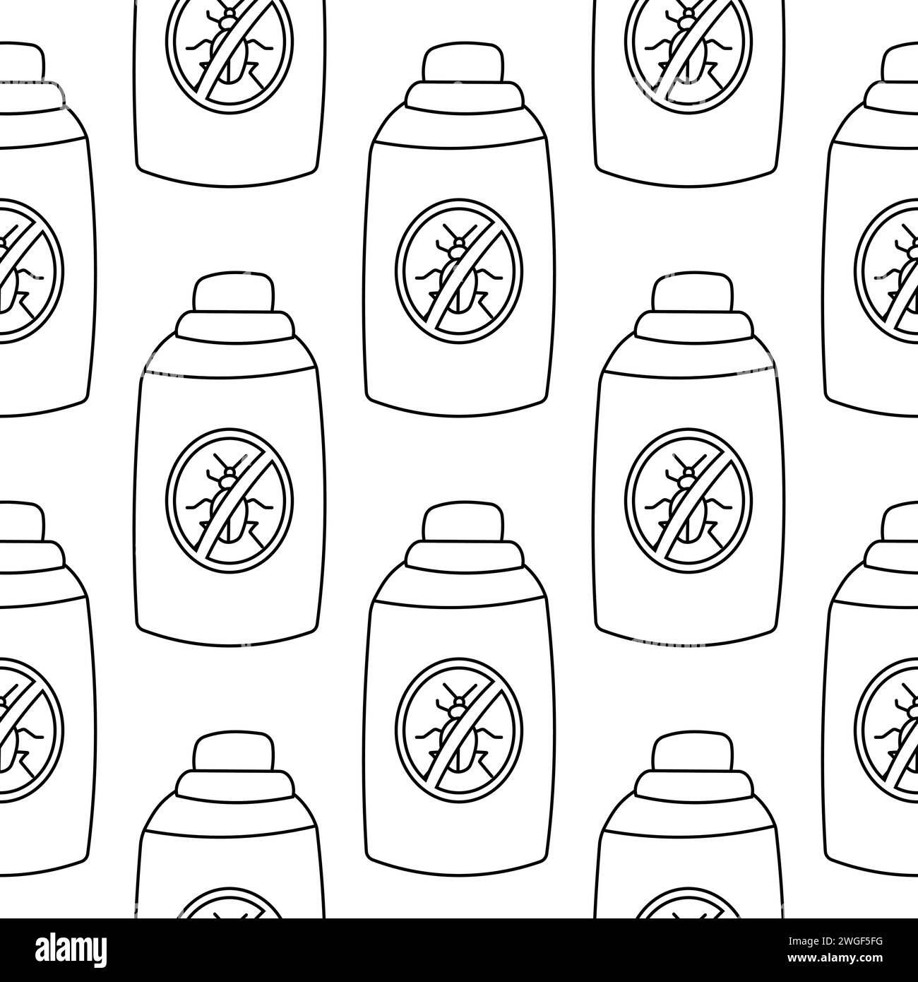 insect repellent garden care aerosol spray pests pattern background line doodle Stock Vector