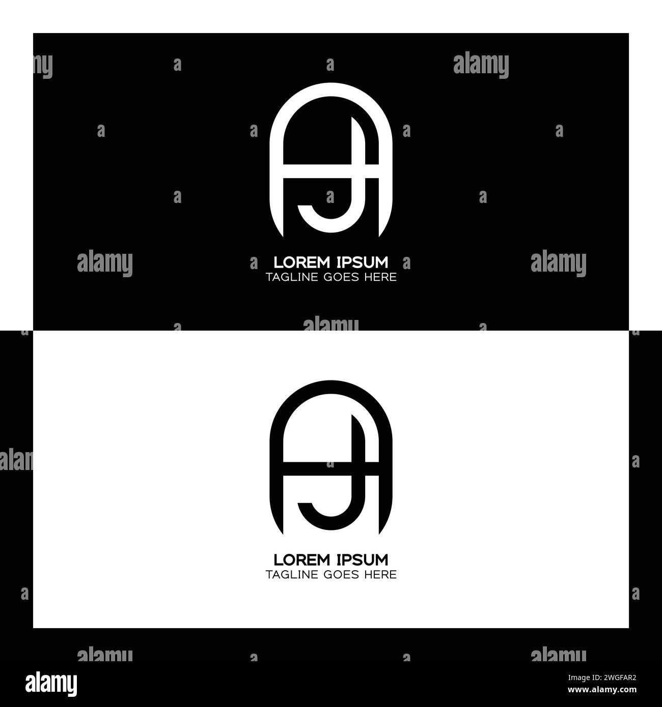 AJ initial letter logo. Alphabet A and J pattern design monogram Stock Vector