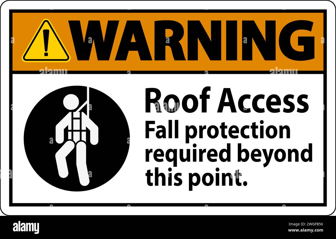 Warning Sign, Roof Access Fall Protection Required Beyond This Point