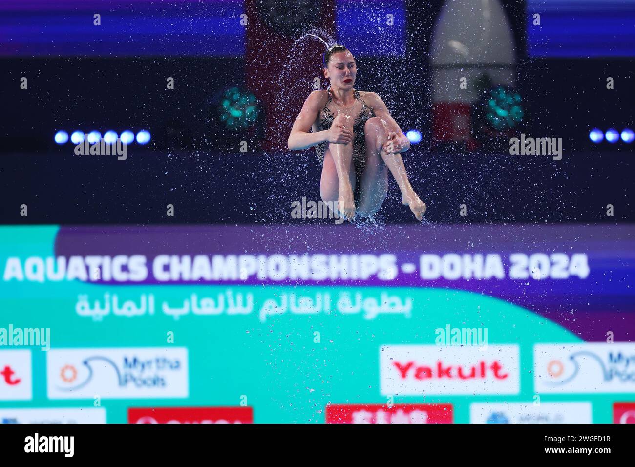 Doha, Qatar. 4th Feb, 2024. Ukraine team group (UKR) Artistic Swimming ...