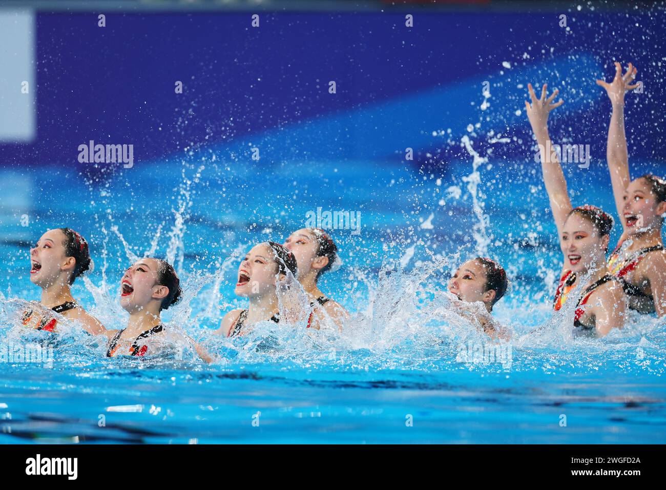 Doha, Qatar. 3rd Feb, 2024. Japan team group (JPN) Artistic Swimming