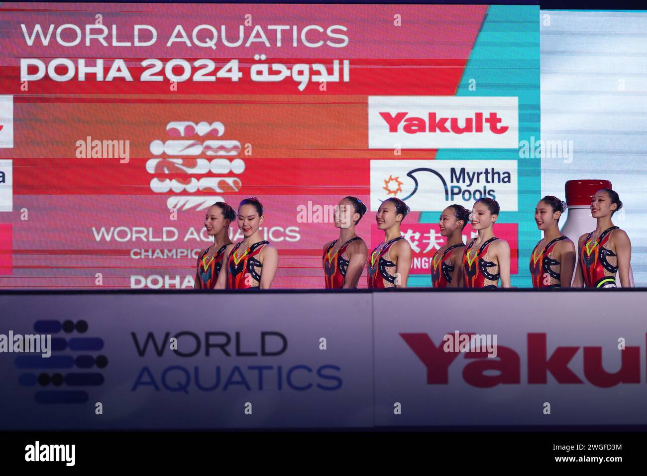 Doha, Qatar. 4th Feb, 2024. Japan team group (JPN) Artistic Swimming