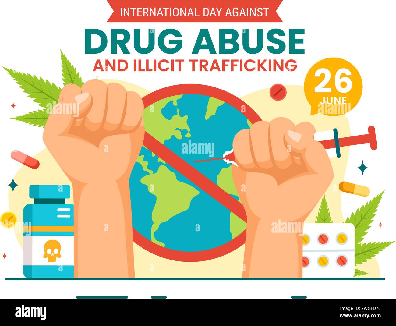 International Day Against Drug Abuse And Illicit Trafficking Vector 