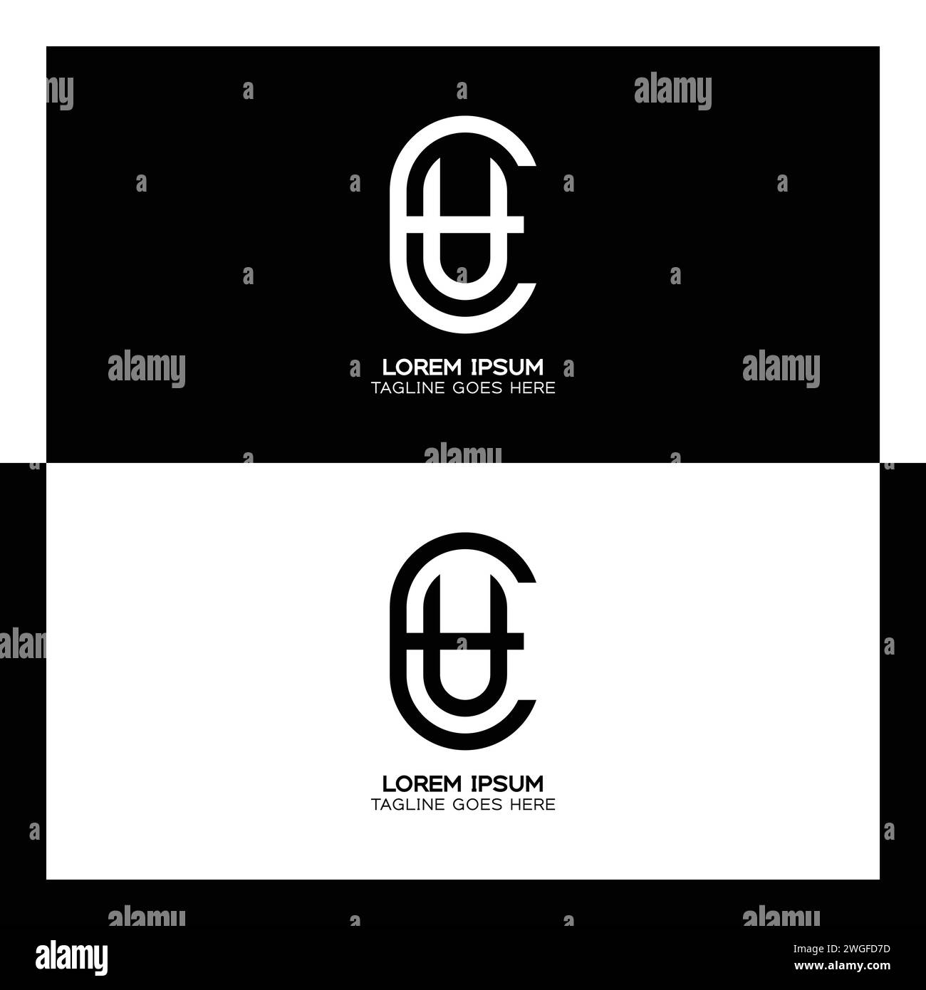 EU initial letter logo. Alphabet E and U pattern design monogram Stock Vector