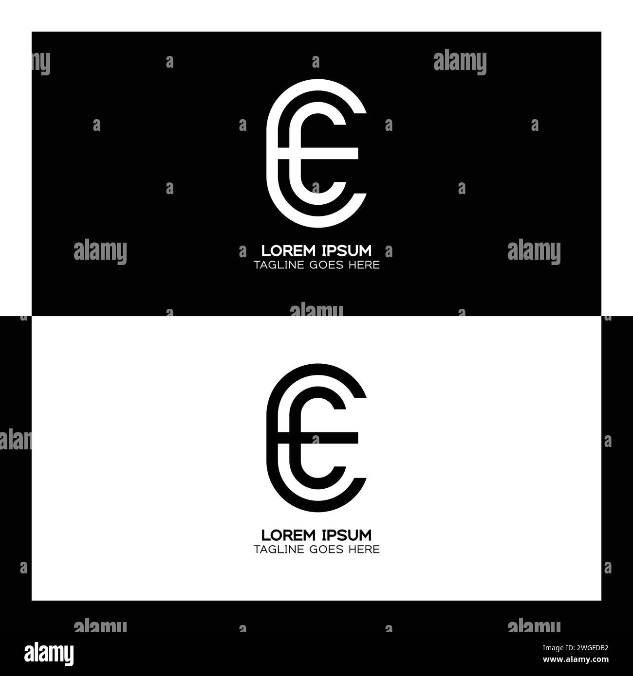 EC initial letter logo. Alphabet E and C pattern design monogram Stock Vector